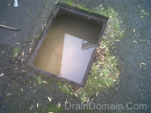 blocked drain manhole